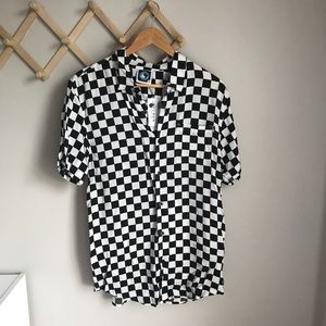 Black and white checkered button up shirt